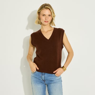 Pull sans manches col V GRAIN DE MALICE