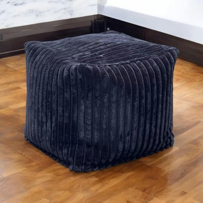 Pouf carré velours grosses côtes anthracite VISBY PIER IMPORT