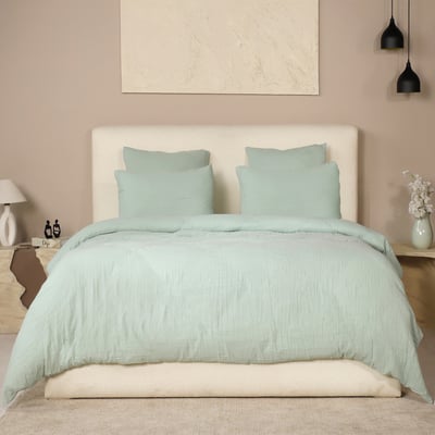 Parure de lit - Housse de couette + taie 100% Gaze de Coton Lavé EDEN