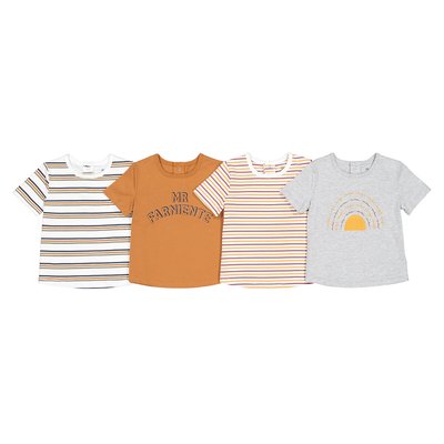 Lote de 4 camisetas estampadas de algodón orgánico LA REDOUTE COLLECTIONS