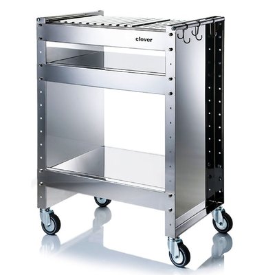 Barbecue à charbon de bois avec roues, acier inoxydable, CLOVER DON HIERRO