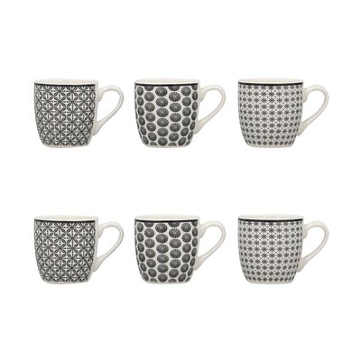 Lot de 6 tasses en porcelaine 18cl, GRAPHIK NOVASTYL