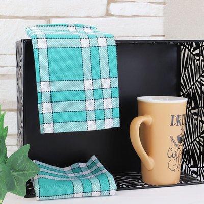 Lot de 2 grandes serviettes de table coton 57 fils carreaux vichy normand NELLY LINANDELLE
