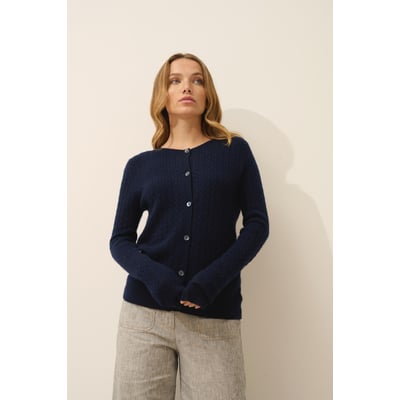 Cardigan Col Rond Navy Laura JUST CASHMERE