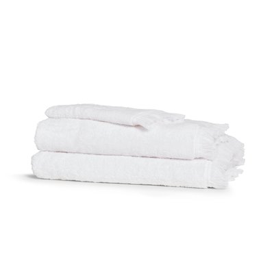 Serviette de toilette 100% Coton BIO, INSTANT NATURE BLANC CERISE