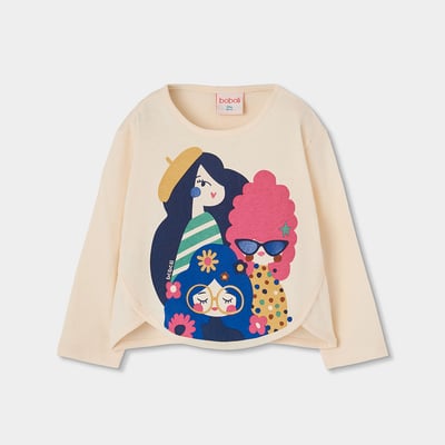 T-shirt en maille fille imprimé amies BOBOLI