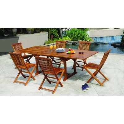 Salon de jardin table d'extérieur extensible rectangle 180/240x100cm 6 chaises pliantes en bois de teck huilé MACAO PIER IMPORT
