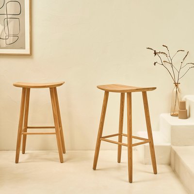 Lot de 2 tabourets en teck massif 75 cm  AMBRE BERAH GETAH
