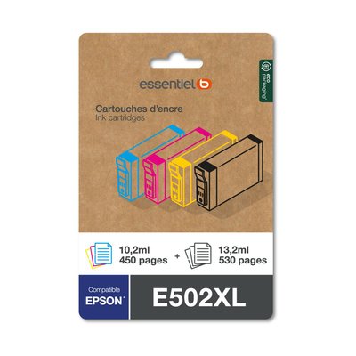 Cartouche d'encre E502XL Noir + 3 couleurs ESSENTIEL B