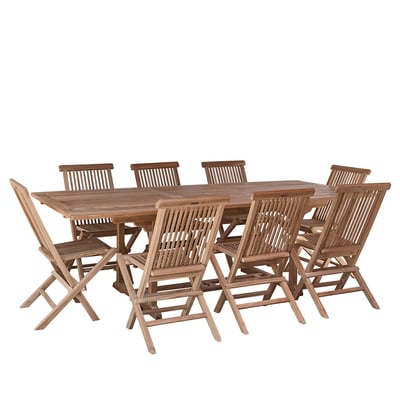 Salon de jardin en teck massif extensible 8/10 places  MALTE BERAH GETAH