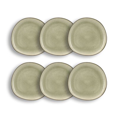 Lot de 6 assiettes à desserts 22cm en grès, OLI OGO LIVING