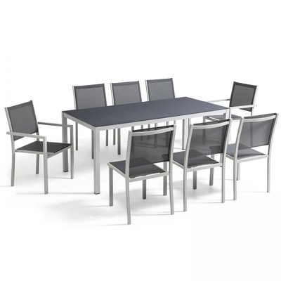 Salon de jardin table en aluminium et verre 8 places, AJACCIO OVIALA