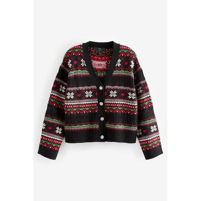 Cardigan de noël boutonné à motif jacquard NEXT