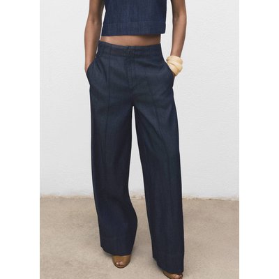 Pantalon denim large coutures MANGO