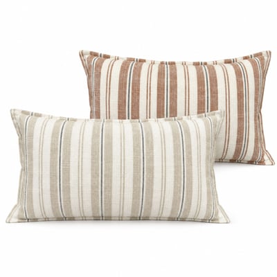 Housse de coussin  recto-verso 100% coton rayures tapissier LOURMARIN - QABANE HOME MAISON