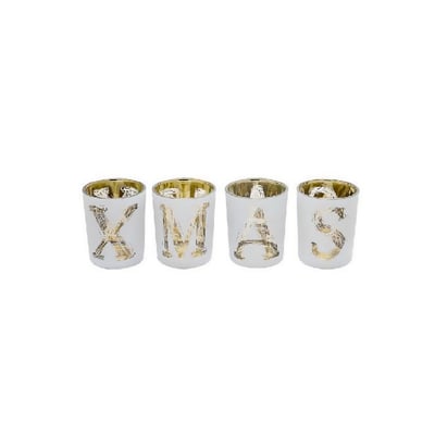 Set de 4 photophores décoratifs de noël en verre H6.5 XMAS SIA DECO