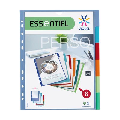 Intercalaires personnalisables A4 maxi 6 positions en plastique ESSENTIEL VIQUEL