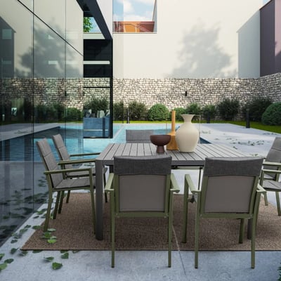 Table de jardin carrée extensible en métal L97/149 6/8 personnes - AVIGNON HELLIN, DEPUIS 1862