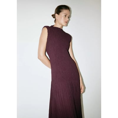 Robe évasée combinée texturée MANGO