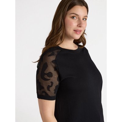 Pull à manches courtes ajourées à fleurs FIORELLA RUBINO