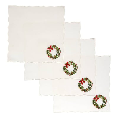 Lot de 4 serviettes de table Elma blanches FEERIC LIGHTS & CHRISTMAS
