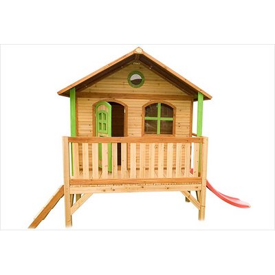 Maison stef marron/vert - toboggan rouge AXI