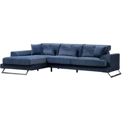 Canapé d'angle en tissu bleu Frido HANAH HOME