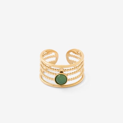 Bague pierre verte en acier inoxydable BALABOOSTE