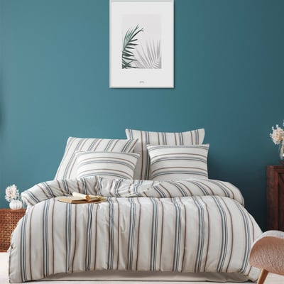 Parure housse de couette polycoton rayures, Nairobi C DESIGN HOME TEXTILE