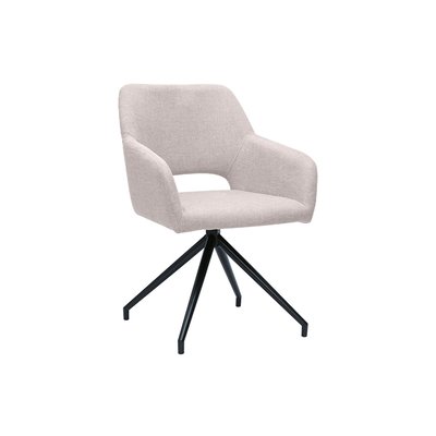 Chaise pivotante 360° en tissu effet velours texturé beige et métal noir LAURETTE MILIBOO