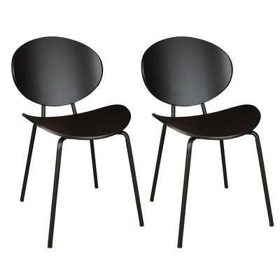 Lot de 2 chaises en bois foncé et pieds en métal, GASPARD NOW'S HOME