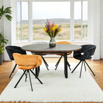 Table ronde extensible en bois recyclé 120-160 cm SAMOA PIER IMPORT
