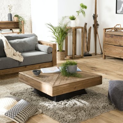 Table bassée carrée bois recyclé déco campagne DENVER PIER IMPORT
