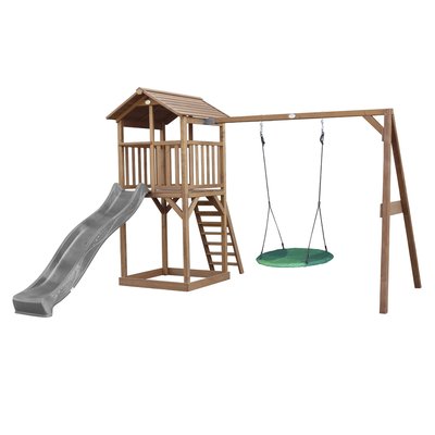 AXI Beach Tower avec balancoire nid  Marron Toboggan Gris AXI HOUSE