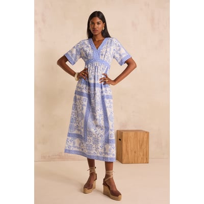 Robe imprimée à manches courtes en coton mélangé PRUNELLE Maison 123