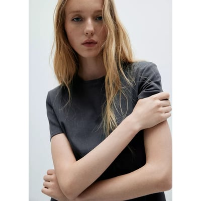 T-shirt 100 % coton col rond MANGO