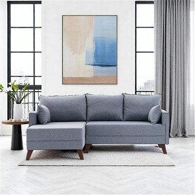 Canapé d'angle convertible bleu gris - côté gauche SPLIT PIER IMPORT