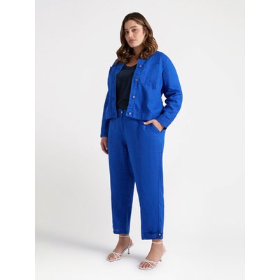 Pantalon en lin modèle ballon à jambe droite avec passants dans le bas et bouton FIORELLA RUBINO
