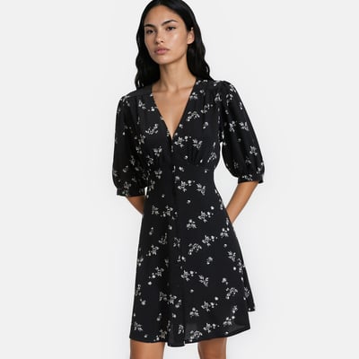 Floral Short Sleeve Mini Shift Dress LA REDOUTE COLLECTIONS