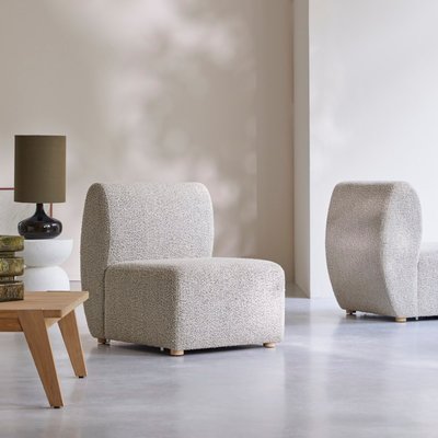 Chauffeuse modulable en acacia massif et tissu gris SWANN TIKAMOON