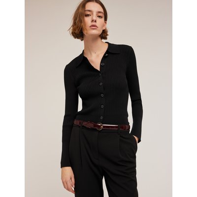 Cardigan en FIL de viscose mélangée à côtes MOTIVI