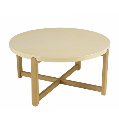 Table basse ronde 81 cm chêne et plateau béton BRASILIA PIER IMPORT