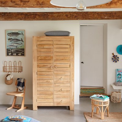 Armoire penderie enfant en teck massif MINIMALYS TIKAMOON
