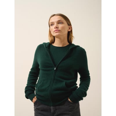 Gilet Zippé Capuche Cyprès Debbie JUST CASHMERE