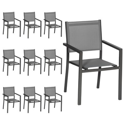 Chaises en aluminium et textilène, lot de 10 HAPPY GARDEN