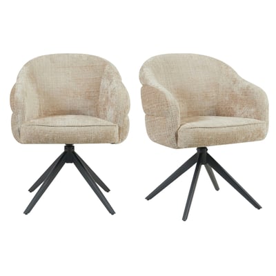 Chaise arrondie pivotante en tissu chenille (lot de 2) CORTINA PIER IMPORT
