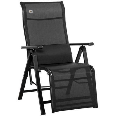 Chaise longue d'extérieur Acier Noir OUTSUNNY