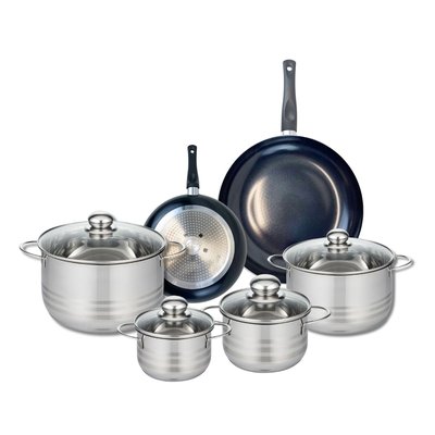 Set de 2 poêles 20 et 28 cm et 4 faitouts Prima Brillant ELO