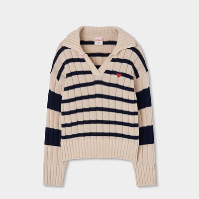 Pull fille rayé avec coeur brodé BOBOLI