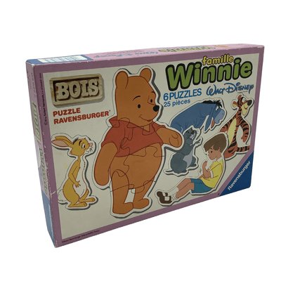 Puzzle famille Winnie l'Ourson en bois Vintage - Bon état RAVENSBURGER
